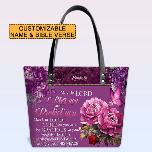 Personalized Christian Leather Handbag for Women – Bible Verse Floral Purse, Custom Name Religious Gift by