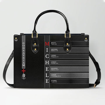 Personalized Christian Leather Handbag – Each Letter of Your Name with a Bible Verse |