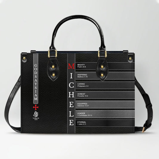 Personalized Christian Leather Handbag – Each Letter of Your Name with a Bible Verse |