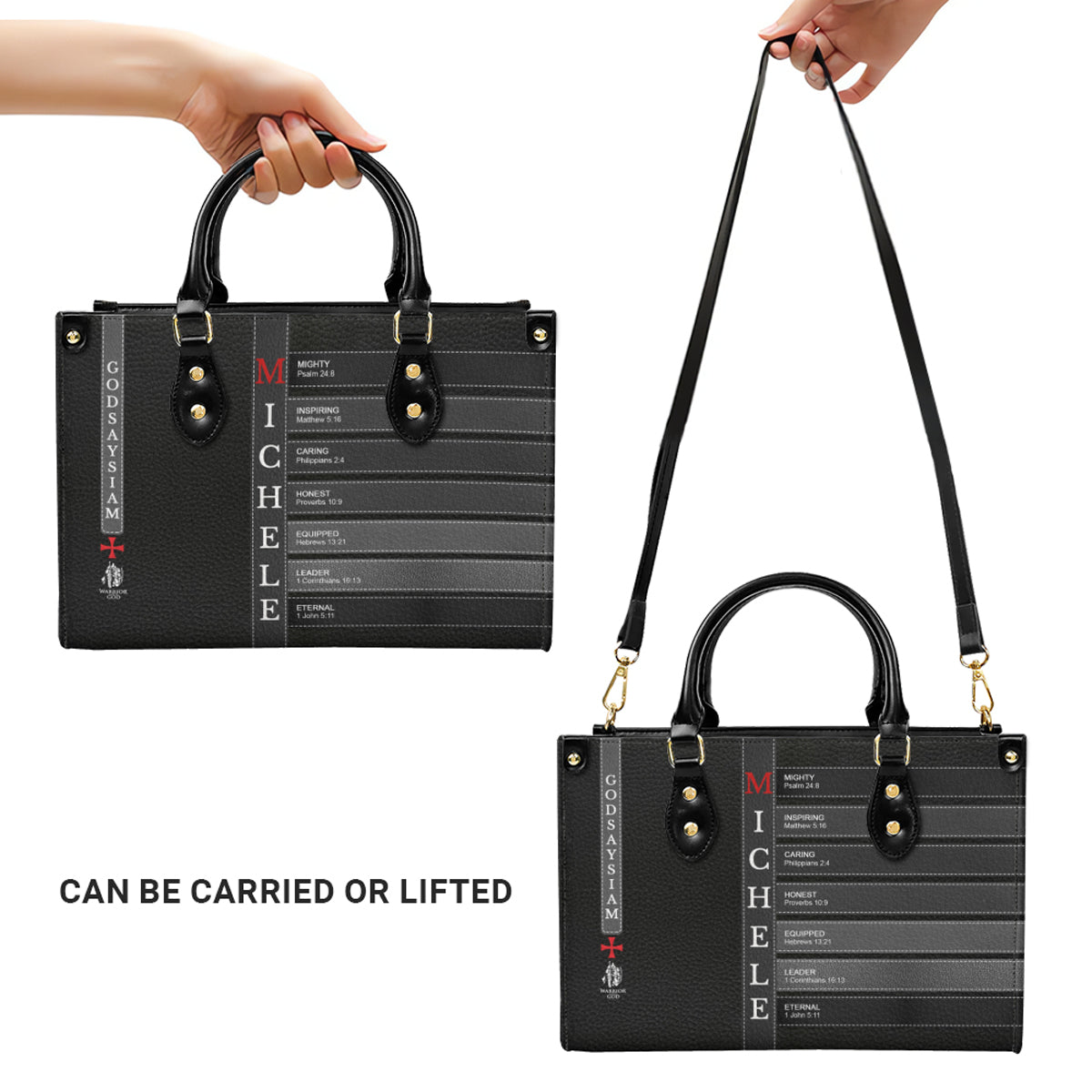 Personalized Christian Leather Handbag – Each Letter of Your Name with a Bible Verse |