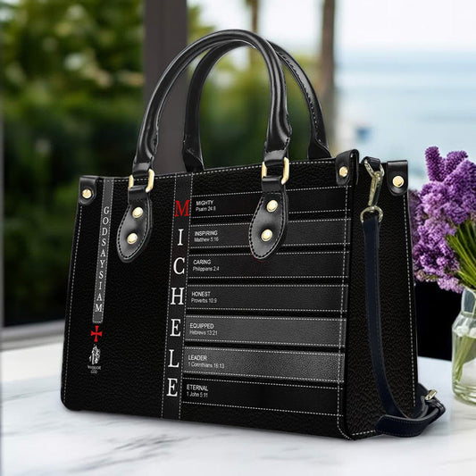 Personalized Christian Leather Handbag – Each Letter of Your Name with a Bible Verse |