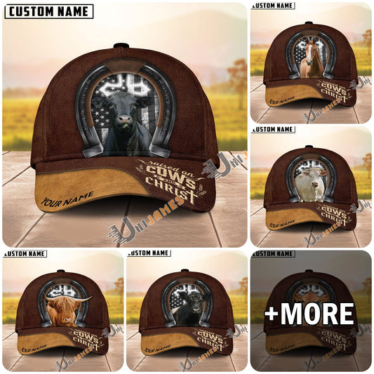 Uni Personalized Raised on Cows & Christ Christian Ranch Cap