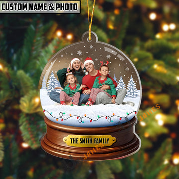 UniJames Personalized Name & Photo Family Photo Christmas Snow Globe Acrylic Ornament