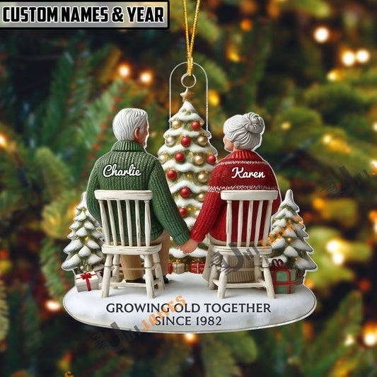 UniJames Personalized Growing Old Together Christmas Custom Names & Year Acrylic Ornament