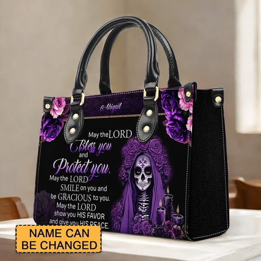 Handbags - Bless You and Protect You | Día de los Muertos Style – Mexican Sugar Skull & Bible Verse Bag for Women