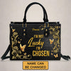 Handbags - Personalized Leather Handbag for Christian Women – “I’m not lucky — I’m CHOSEN.”