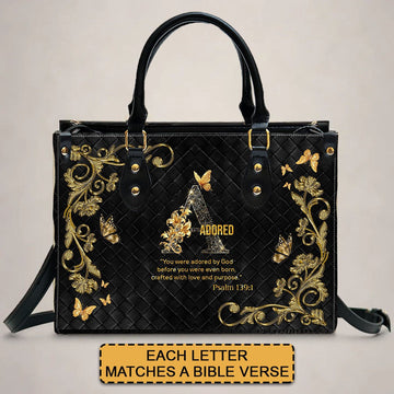Handbags - Personalized Christian Handbag with Bible Verse – A to Z Alphabet Design – Your Letter, Your Verse, Your Faith – Inspirational Gift for Moms - CABLTB01062425