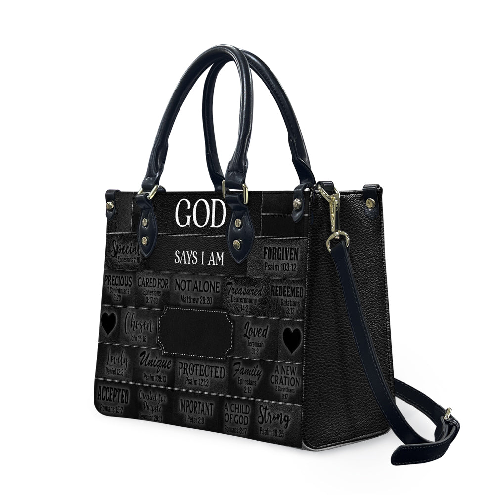 Personalized Faith Leather Tote - Custom Name Religious Leather Handbag - Christian Handbag.