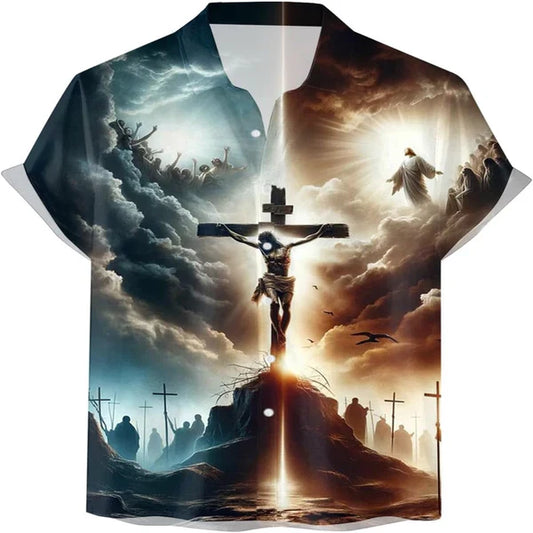 UniJames My Gods Jesus On Cross Christian Hawaiian Shirt - Hawaiian Beach Shirts for Men Women
