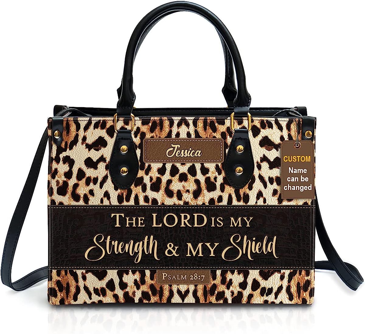 The Lord Is My Strength & My Shield Psalm 28:7 Leather Bags, Personalized Bags, Gifts for Women, Christmas Gift, CABLTB01300723.