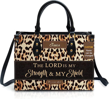 The Lord Is My Strength & My Shield Psalm 28:7 Leather Bags, Personalized Bags, Gifts for Women, Christmas Gift, CABLTB01300723.