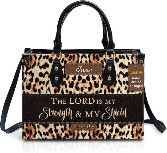 The Lord Is My Strength & My Shield Psalm 28:7 Leather Bags, Personalized Bags, Gifts for Women, Christmas Gift, CABLTB01300723.