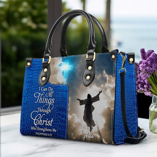 Personalized Leather Handbag for Women – Custom Christian Purse with Bible Verse –
