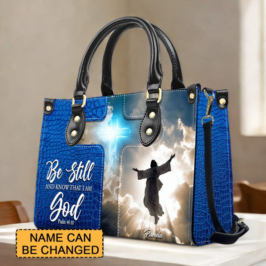 Personalized Leather Handbag for Women – Custom Name Christian Tote Bag with Bible Verse –