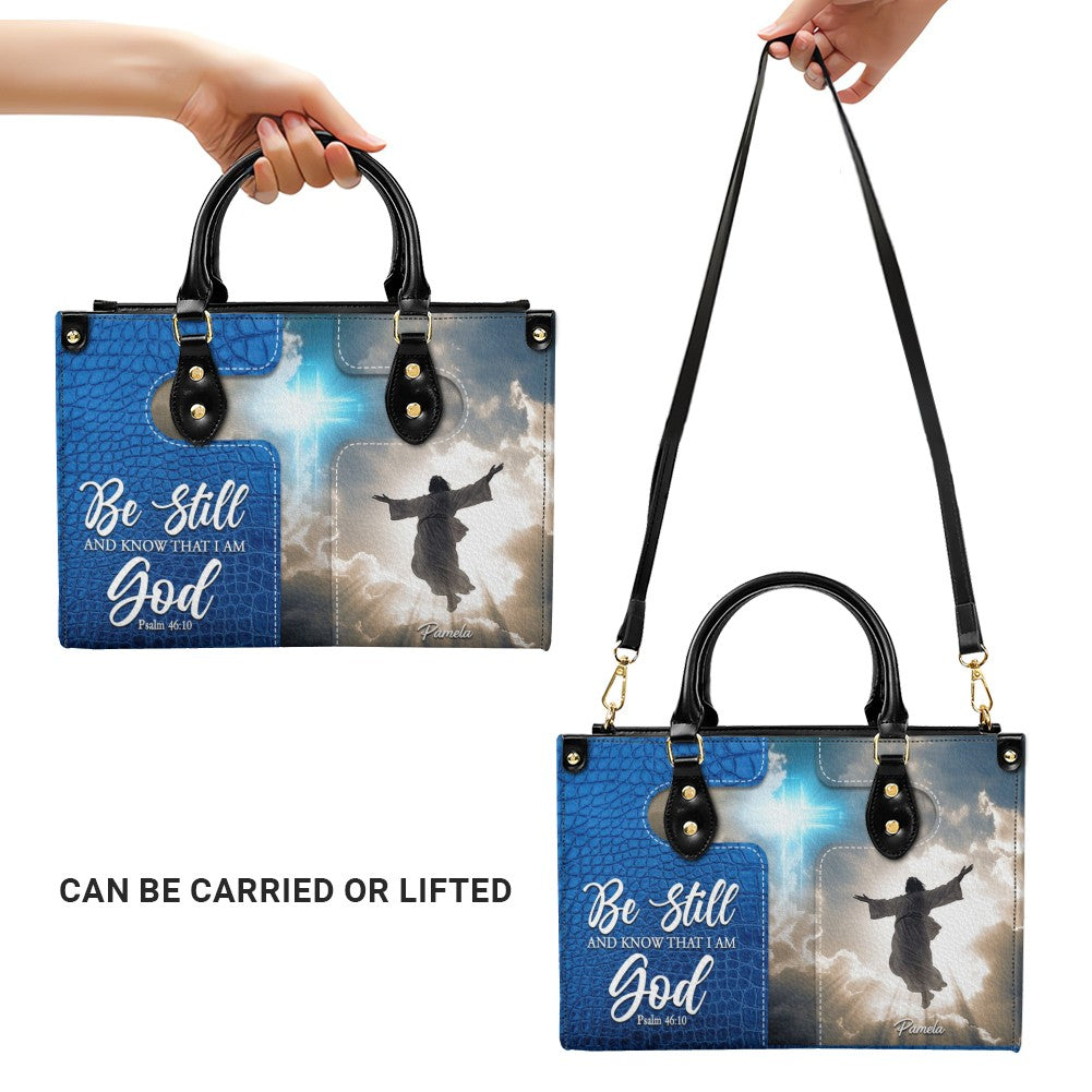 Personalized Leather Handbag for Women – Custom Name Christian Tote Bag with Bible Verse –