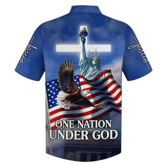 UniJames One Nation Under God Hawaiian Shirts - Christian Hawaiian Shirt - Hawaiian Summer Shirts