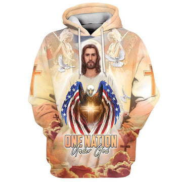 Uni One Nation Under God Jesus Dove And Angles Hoodie