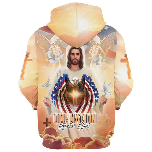 Uni One Nation Under God Jesus Dove And Angles Hoodie