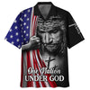 UniJames One Nation Under God Jesus American Hawaiian Shirt - Best Hawaiian Shirts - Christian Hawaiian Shirt