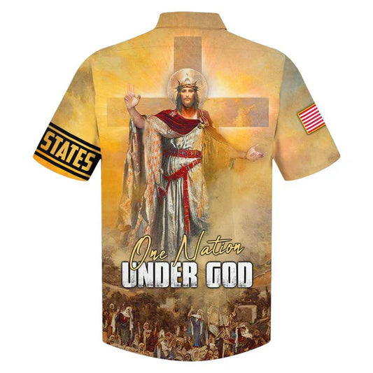 UniJames One Nation Under God Jesus Christ Hawaiian Shirt - Best Hawaiian Shirts - Christian Hawaiian Shirt