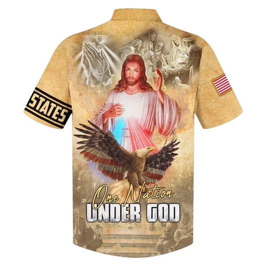 UniJames One Nation Under God Jesus Eagle Hawaiian Shirt - Best Hawaiian Shirts - Christian Hawaiian Shirt