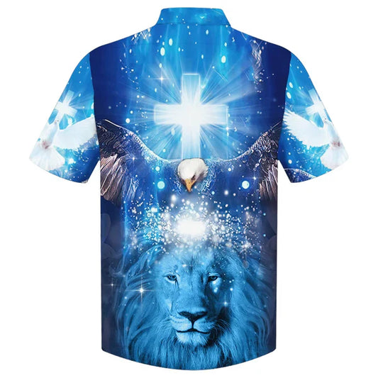 UniJames One Nation Under God Lion Hawaiian Shirt - Best Hawaiian Shirts - Christian Hawaiian Shirt