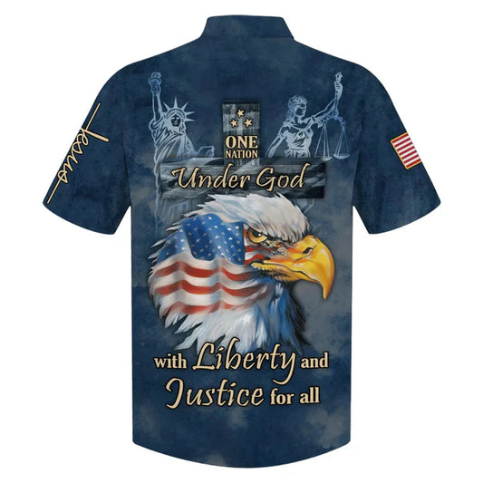 UniJames One Nation Under God With Liberty And Justice Hawaiian Shirts - Christian Hawaiian Shirt - Hawaiian Summer Shirts