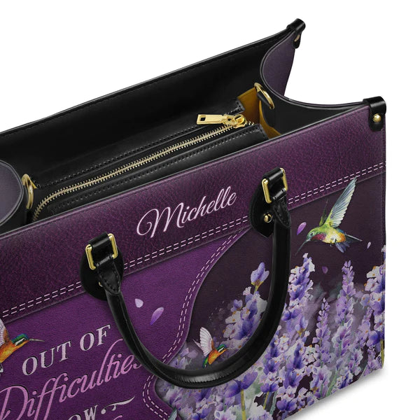 Out Of Difficulties Grow Miracles 1 Peter 5 10 Hummingbird Lavender, Handbag Design, Monogram Leather Handbag, Gifts for Women, CABLTB07271223.