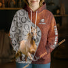 UniJames Personalized Palomino Horse Split Faux Leather & Horseshoe 3D Hoodie