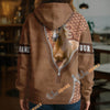 UniJames Palomino Horse Faux Zipper Tooled Leather 3D Hoodie