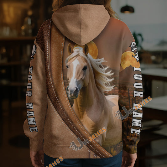 Unijames Personalized Palomino Horse Desert Sunset Texture Hoodie