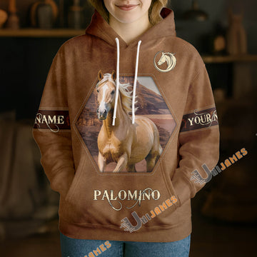 UniJames Personalized Palomino Horse Leather-Look Hoodie