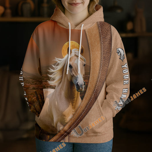 Unijames Personalized Palomino Horse Desert Sunset Texture Hoodie