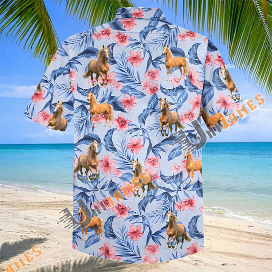 Unijames Floral Palomino Horse Lover Hawaiian Shirt