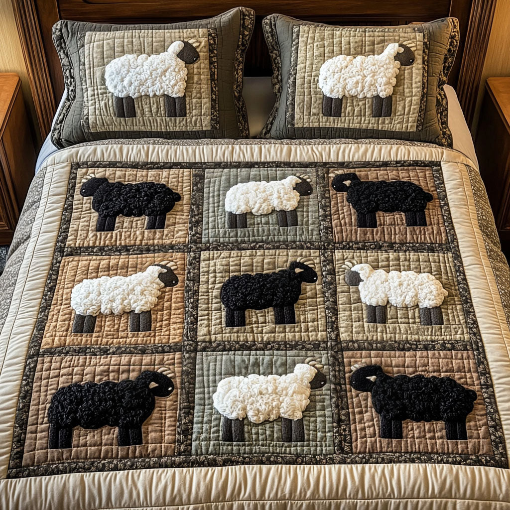 Patchwork Sheep 3-Piece Quilted Bedding Set NCU0NT4321