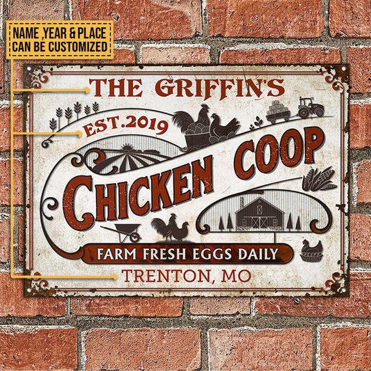 uni Personalized Chicken Coop Fresh All Printed 3D Metal Sign