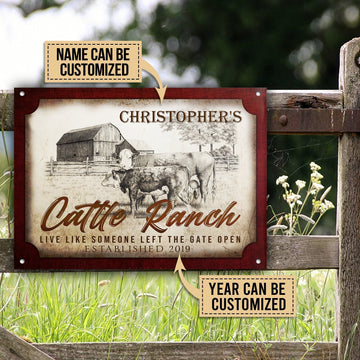 uni Customized Name Cattle Farm Cattle Ranch Live Like Someone Left The Gate Open Printed 3D Metal Sign