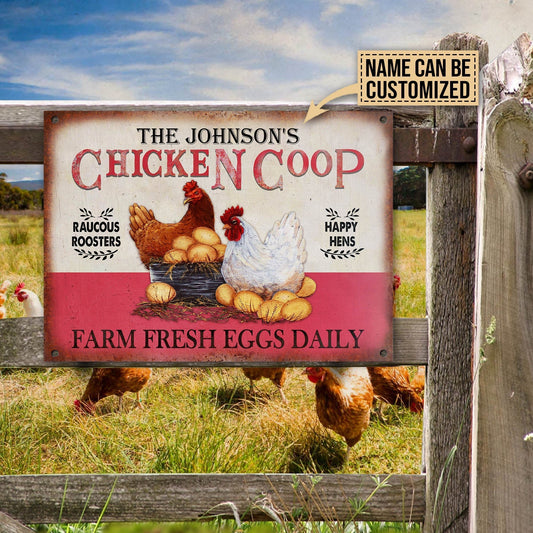 uni Personalized Chicken Coop Pink All Printed 3D Metal Sign
