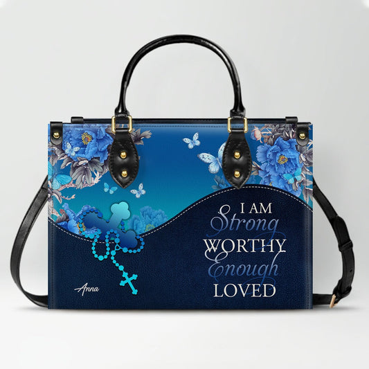 Personalized Christian Leather Handbag for Women – Custom Name & Bible Verse – Inspirational Faith Purse by