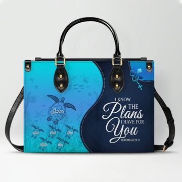 Personalized Christian Leather Bag – Custom Grandma Handbag with Grandkids’ Names – Choose Your Bible Verse –