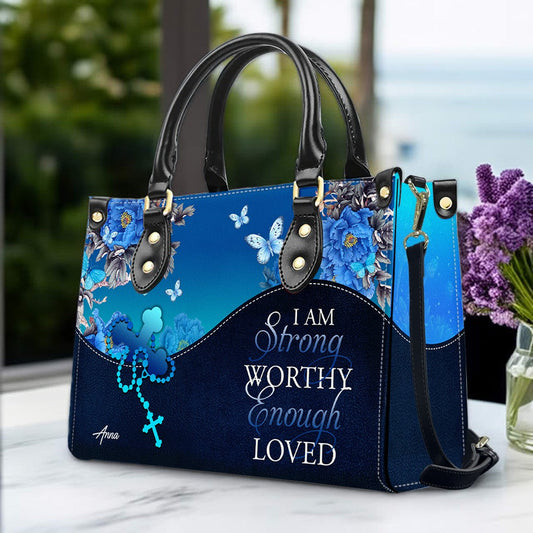 Personalized Christian Leather Handbag for Women – Custom Name & Bible Verse – Inspirational Faith Purse by