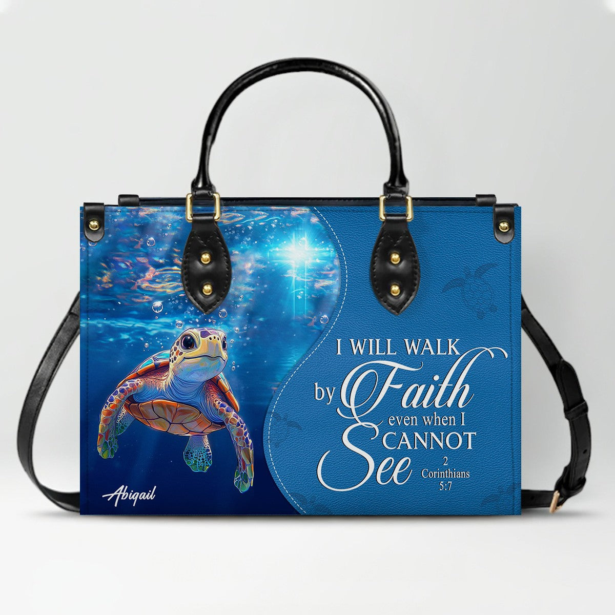 Custom Christian Leather Handbag with Bible Verse – Faith-Inspired Personalized Purse by