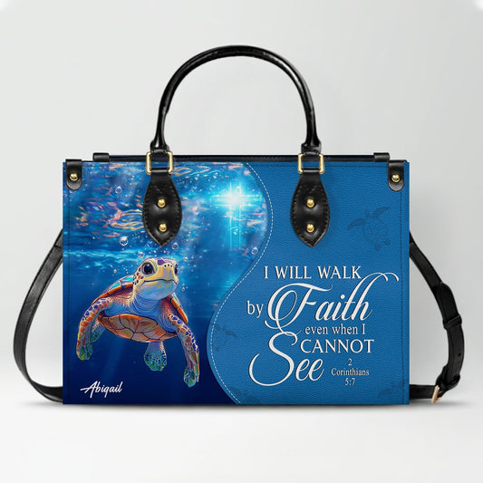Custom Christian Leather Handbag with Bible Verse – Faith-Inspired Personalized Purse by