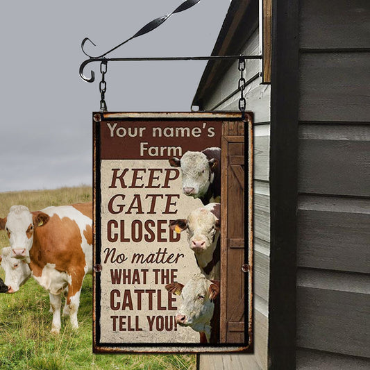 uni Customized Name HEREFORD CATTLE LOVERS KEEP GATE CLOSED All Printed 3D Metal Sign
