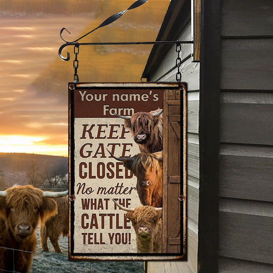 uni Customized Name HIGHLAND CATTLE LOVERS KEEP GATE CLOSED All Printed 3D Metal Sign
