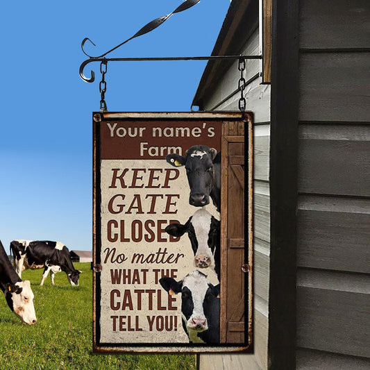 uni Customized Name HOLSTEIN CATTLE LOVERS KEEP GATE CLOSED All Printed 3D Metal Sign
