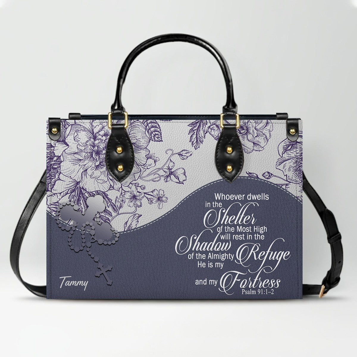 Personalized Leather Handbag with Bible Verses – Custom Color – Christian Tote Purse for Women |