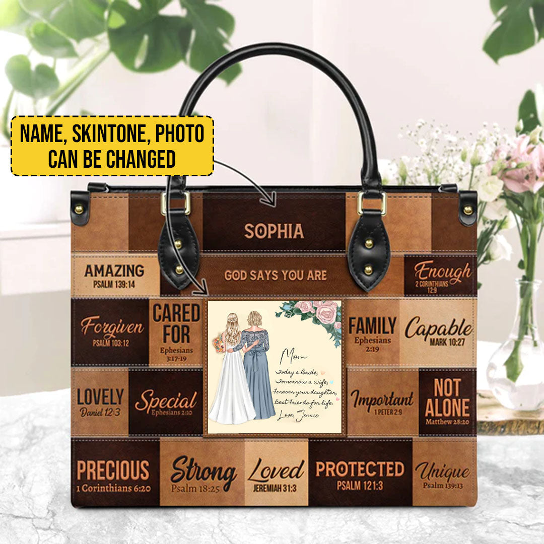Customizable Christian Art Leather Handbag - Personalized Inspirational Quotes & Photo Tote from