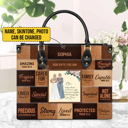 Customizable Christian Art Leather Handbag - Personalized Inspirational Quotes & Photo Tote from