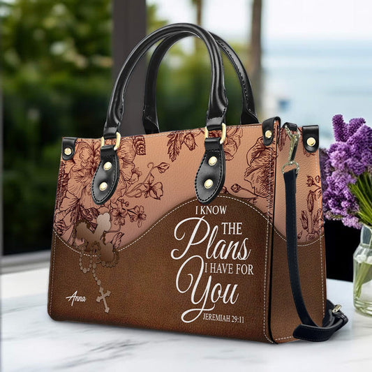 SET – Personalized Leather Handbag & Clutch | Christian Gift by